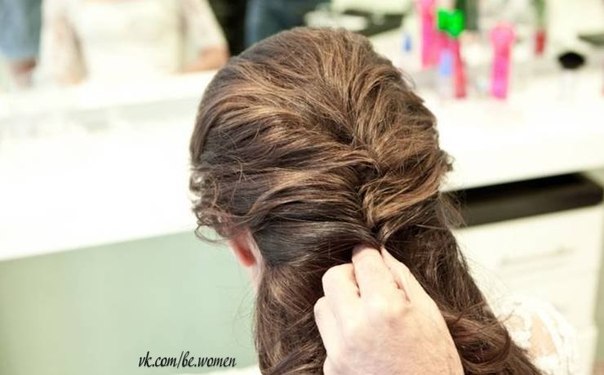 Свадебная прическа с иллюзией косы