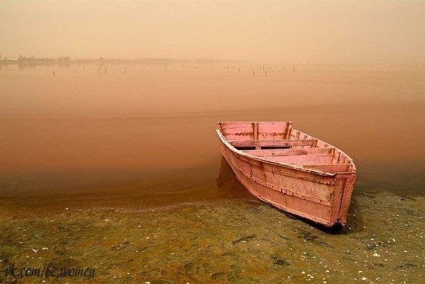 Розовое озеро Ретба в Сенегале, Западная Африка.