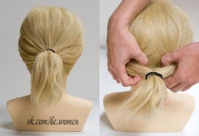 Сделайте красивую косу или хвост с заворотом всего за несколько простых шагов.