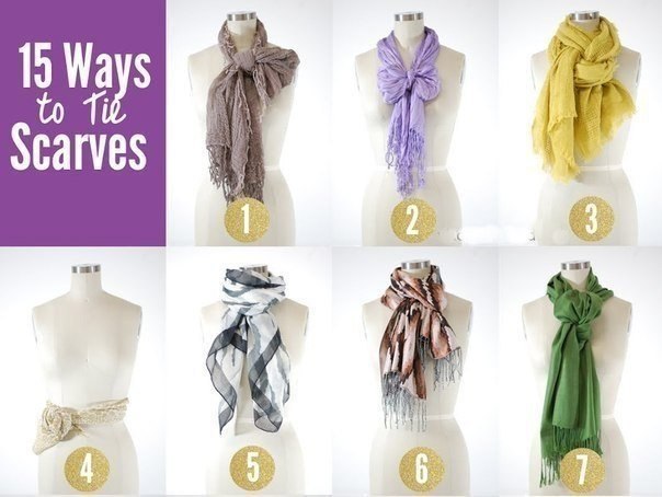 15 способов завязать платок: